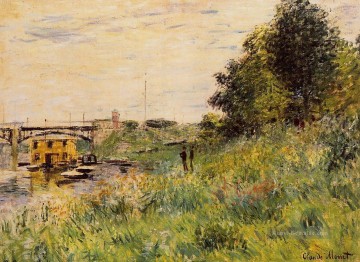  Seine Kunst - Die Ufer der Seine bei Argenteuil Brücke Claude Monet